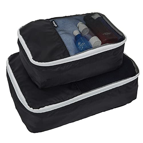 Wrangler 4 Piece Miami Luggage and Packing Cubes Set, Black