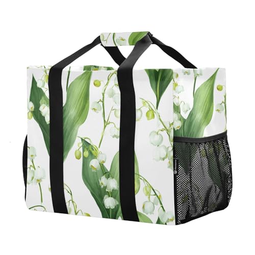OTVEE Fresh Lily Bloom Pattern Beach Tote Pool Bags for Women Ladies Large Waterproof Gym Tote Carry On Bag for Weekender Swim Gym Shopping Travel Daily Bag