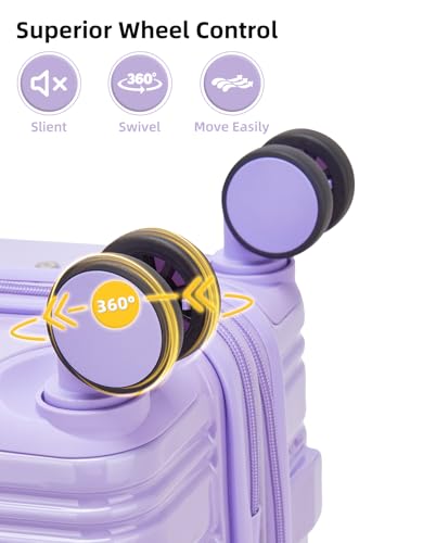 LARVENDER Carry On Luggage 22x14x9 Airline Approved, 20 Inch Expandable PC+ABS Hardside Suitcase Carry On Luggage with Spinner Wheels TSA Lock for Women Men (Lavender)