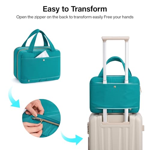 Hanke 20 Inch Carry On Luggage with Wheels PC Hard Shell Suitcase Top Opening Aluminum Frame Suitcases and Hanging Travel Toiletry Bag for Women with Jewelry Organizer Compartment, Travel Essentials