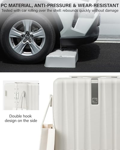 Hanke Premium 28 Inch Zipperless Extra-Large Checked Luggage, Aluminum Frame Hard Shell PC Suitcase with TSA Lock and Multi-Handle Design, 8 Quiet Spinner Wheels for Extended Trips（White）