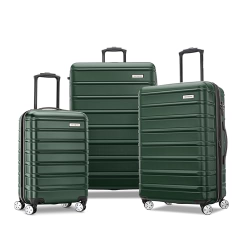 Samsonite Omni 2 Hardside 3 Piece Set - Includes Carry-On, Medium, & Large Checked Suitcases - 360° Dual Spinner Wheels - Integrated TSA Lock & Expansion - Amazon Exclusive - Emerald Green