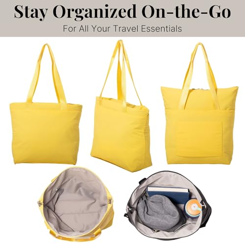 Baggallini Swift Tote Bag for Women - Lightweight 12x16 Nylon Zipped Travel Carry On Bag w/Luggage Sleeve