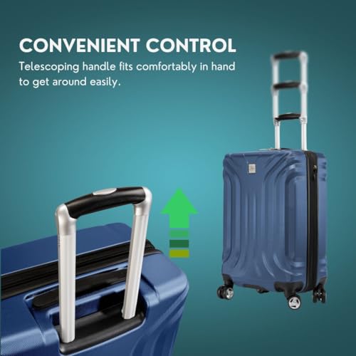 Skyway Nimbus 4.0 Expandable, Durable Hardside, 4 Wheel Spinner, Lightweight Suitcase, Unisex, Stylish, Maritime Blue, Carry-On 20-Inch