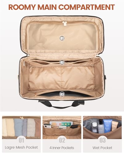 LOVEVOOK Travel Duffle Bag, Weekender Bags For Women, Carry On Personal Item Travel Bag For Airplanes, Overnight Bag With Toiletry Bag, Hospital Bag for Labor and Delivery, Yoga Gym Duffel Tote, 3Pcs
