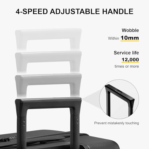 LEVEL8 Luminous 28 Inch Black Luggage with 6 Set Packing Cubes
