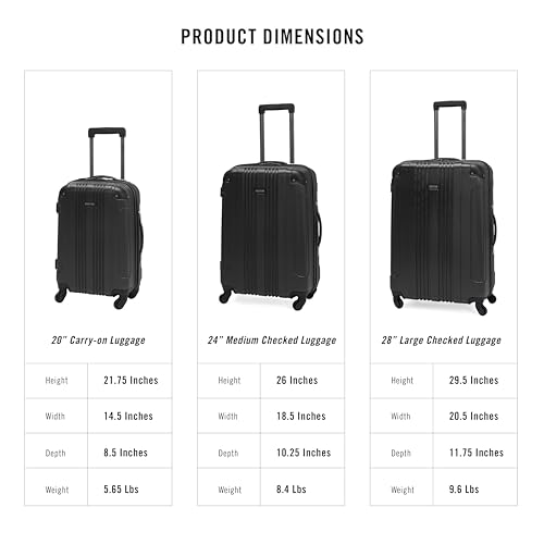 Kenneth Cole REACTION Out of Bounds Lightweight Hardshell 4-Wheel Spinner Luggage, Midnight Black, 24-Inch Checked