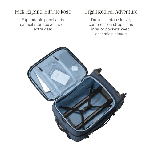 Eagle Creek Gear Warrior XE 4-Wheel Carry-On Luggage for Travel Essentials - Smooth Rolling Wheels - Lockable Zippers - Interior Laptop Sleeve - Black - 21.74
