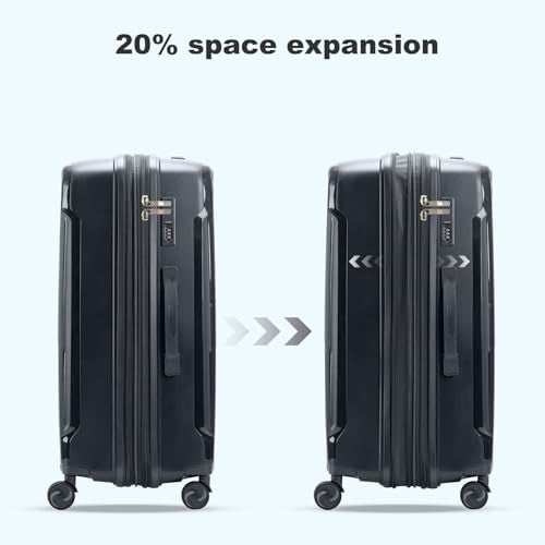 Nazhura Luggage Set, 3-Piece Hardside Suitcase Set, 20-inch Carry On, 24-inch, 28-inch Luggage (Grey)