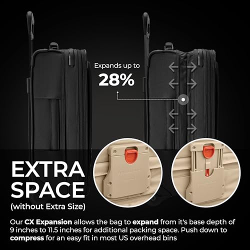 Briggs & Riley Essential 22" Carry On Expandable Spinner & Garment Folder - Luggage for Travel, Suitcase with Wheels, Roller for Men & Women, Shirts, Pants, & Clothes Carrier, Wrinkle Reducing - Black