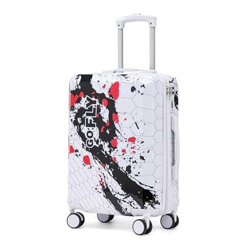 Japovker 3 Piece Luggage Set, 20/24/28 Inch PC Hardshell Suitcases with Printed Pattern, Lightweight Carry On with TSA Lock, 360° Spinner Wheels, Checked Family Travel Luggage sets (Black)