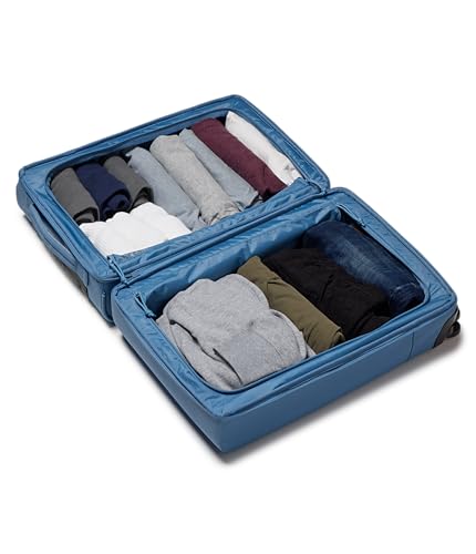 JanSport Good Latitude Carry On Spinner Suitcase - 42L Water Resistant Travel Luggage with 16 Inch Laptop Sleeve - Durable Lightweight Rolling Hardside Softside Carry-on Bag, Elemental Blue