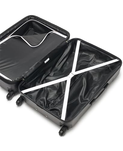 Calvin Klein Women's Hard Side Upright Luggage Spinner Light Weight Suitcase, Black, Large