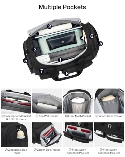 MILADA Underseat Carry On Luggage Bags for Travel Lightweight Foldable Carry On Bags for Airplanes Small Duffle Bag for Men Women TSA Approved Underseat Bag Travel Tote Bags, Black