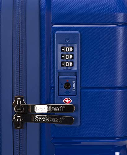 Rockland Linear 3-Piece Hardside Spinner Wheel Luggage Set, Navy, 3-Piece Set (19/23/27)
