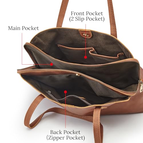 S-ZONE Leather Tote Bag for Women Large Capacity Work Shoulder Handbags Purses