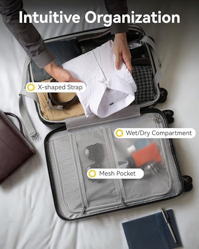 Carry on Luggage 22x14x9 Airline Approved, LTB PC Hard Shell Suitcase with Front Pocket, Expandable Luggage with USB Port (FX-Lite, Teal, 20 Inch, 37L-42L)