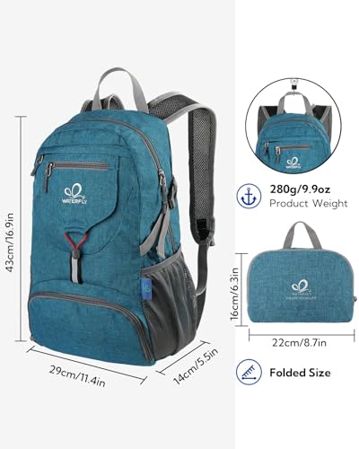 WATERFLY Small Lightweight Packable Backpack: 20l Ultra Light Foldable Travel Hiking Camping Daypack Day Pack for Man Woman