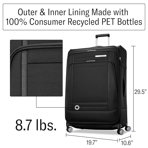 Samsonite UpLIFT Lightweight Large Checked Softside Luggage with Spinner Wheels - Expandable - Airline-Approved, Polyester Soft Suitcase for Ultra Light Travel - Black