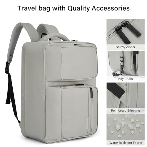 Hanke Convertible Laptop Bag, 3 In 1 Briefcase Backpack for 17.3 Inch Laptop, Computer Work Bag for Men Women, Water Resistant Business Messenger Shoulder Bag for Office Commute Travel, Grey