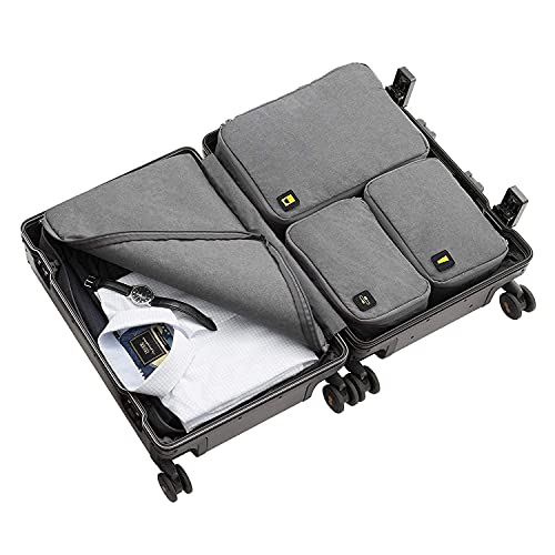 LEVEL8 Road Runner 20" Carry-On Luggage with Front Pocket plus 4 PC Organizer Packing Cubes - Navy Blue, 20-Inch Carry-On