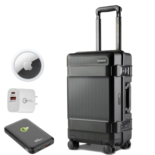 Pelican ATX 22" Waterproof Wheeled Carry-On Travel Hard Case, Black, Bundle with AirTag, Power Bank, Wall Charger