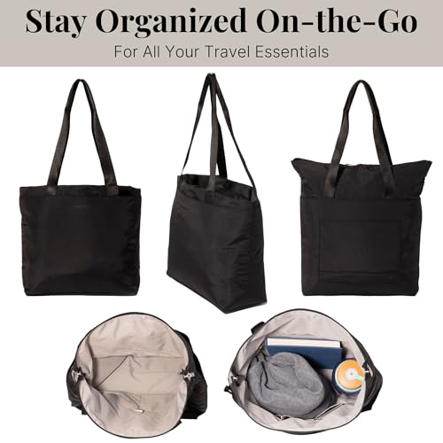 Baggallini Swift Tote Bag for Women - Lightweight 12x16" Nylon Zipped Travel Carry On Bag w/Luggage Sleeve
