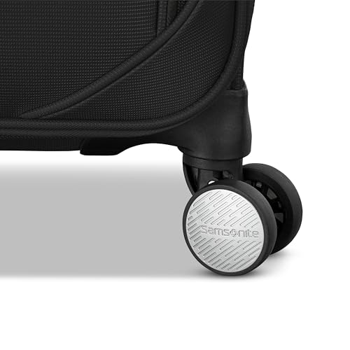 Samsonite Soft-Sided 29-Inch Lightweight Large Checked Expandable Element Suitcase: Durable, 360° Spinner Wheels, Adjustable Telescopic Handle, 2 Front & 1 Side Pocket- Black