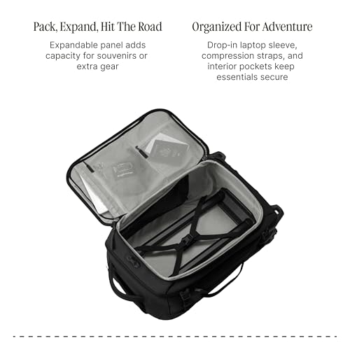 Eagle Creek Gear Warrior XE 2-Wheel Convertible Carry-On Luggage for Travel Essentials - Heavy Duty Wheels - Lockable Zippers - Interior Laptop Sleeve - Black - 21.75”