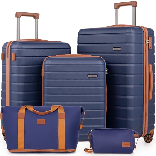 Cosbarn Luggage Sets 5 Piece Suitcases with Wheels, Suitcase Sets ABS Hard Case Luggage with TSA Lock Durable Carry-on Luggage with Spinner Wheels Travel Suitcase for Men Women