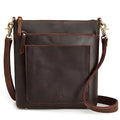 S-ZONE Leather Crossbody Bag for Women Vintage Cross Body Bags Shoulder Purse Ladies Medium Handbag with Multi Pockets