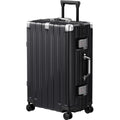 Krute Zipperless Luggage 24 Inch Aluminum Frame Suitcase with Spinner Wheels PC+ABS Hardide Checked Luggage TSA Approved No Zipper Travel Suitcase Black