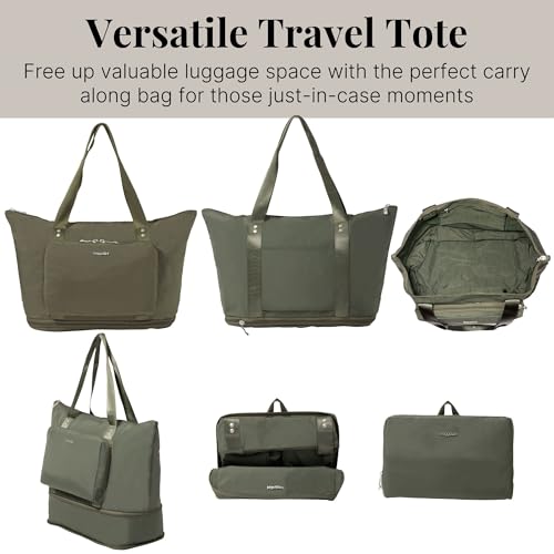Carryall Expandable Lightweight Travel Tote 22" Packable Folding Compact Nylon Washable Weekender w/Luggage Sleeve