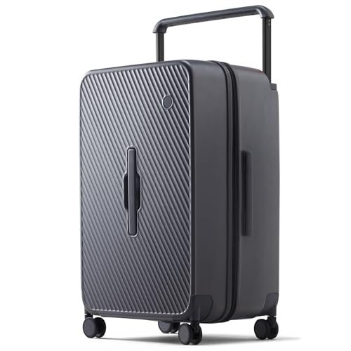 mixi 26 Inch Large Checked Luggage Suitcase with Spinner Wheels Upgrade Wide Handle PC Hard Shell Rolling Travel Suitcase with TSA Lock, Rock Gray