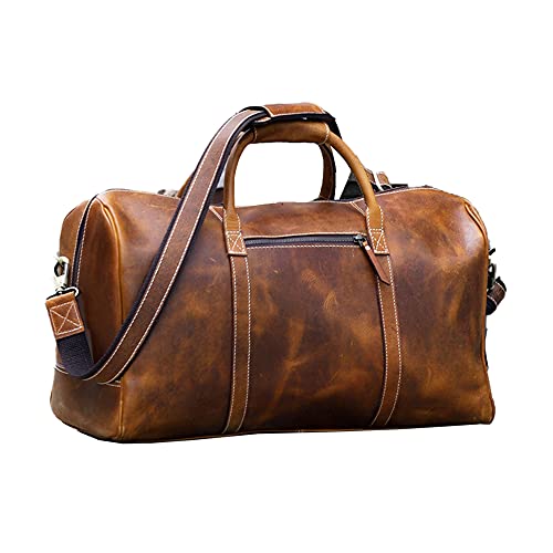 KomalC Leather Duffle Bags for Men and Women Travel Overnight Weekend sports bag holdall Gym Duffel for Men