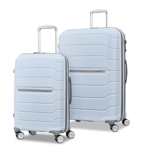 Samsonite Freeform 2-Piece Luggage Set - Carry-On & Large Checked Luggage with Dual Spinner Wheels - Durable Polypropylene Hardshell - TSA Lock, Airline-Approved - Expandable Hard Shell Powder Blue