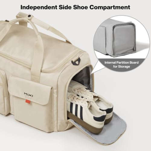 mixi 17" Underseat Carry-On Luggage Travel Tote, Water-Resistant, Beige