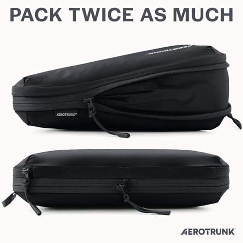 Aerotrunk Ultralight Compression Packing Cubes - Lightweight Travel Organizers for Suitcases and Luggage (6-Pack, Black)