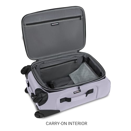 SWISSGEAR Sion Softside Expandable Spinner Luggage Durable Lightweight Travel Suitcase, Evening Haze, 2-Piece Set (Carry-On/Large)