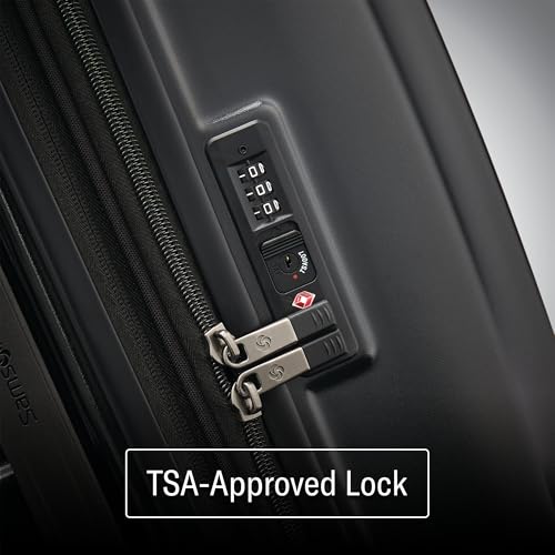 Samsonite Octiv Lightweight Hardshell 24-Inch Medium Checked Luggage -Durable Impact Resistant, 360° Aero Trac Spinner Wheels, Adjustable Telescopic Handle, Expandable, TSA Approved Lock - Black