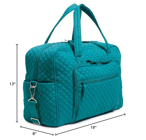 Vera Bradley Women's Cotton Weekender Travel Bag, Forever Green - Recycled Cotton, One Size