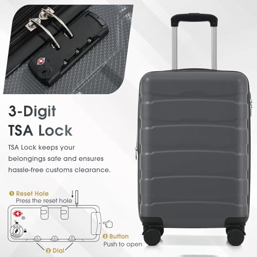 Merax 20 Inch Carry On Luggage, Expandable Hardshell Suitcase with Spinner Wheels TSA Lock, Lightweight Scratch-Resistant ABS for Weekend, Business Travel, Airline Approved
