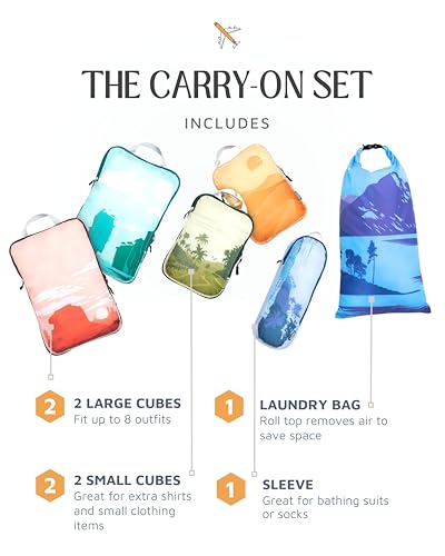 Compression Packing Cubes for Travel, 6-Piece Lightweight Packing Cubes Set for Carry-On Luggage & Backpacks – TRIPPED Travel Gear (Getaways)