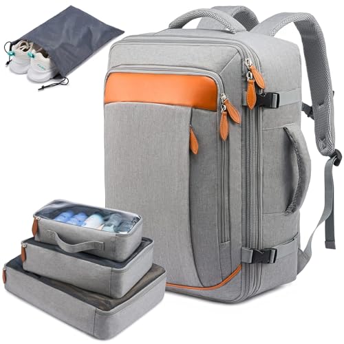 LOVEVOOK Carry on Backpack, 45L Extra Large Travel Backpack for Men & Women Airline Approved, Expandable Large Suitcase Backpacks With 4 Packing Cubes, Aer Travel Pack 3, Water Resistant Weekender Bag