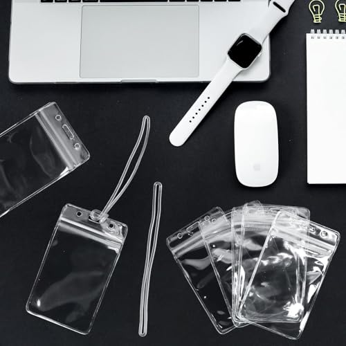 WYOMER 200-Piece Set of Clear Plastic Luggage and Badge Tag Holders, Ideal for ID Cards - Comes with 200 Matching Luggage Tag Loop Straps, Perfect Office, Business, and Travel Supplies
