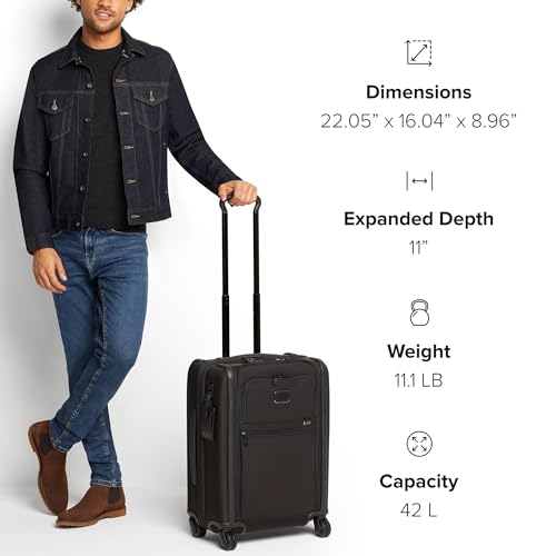 TUMI - Alpha Large Dual Access Expandable 4-Wheeled Carry-On Luggage - Zipper Expansion - Durable and Lightweight Travel Suitcase - TSA Lock Tracer - Navy Blue