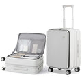 mixi 20 Inch Expandable Carry On Luggage PC Hard Shell Suitcase Top Opening Rolling Travel Suitcases with Spinner Wheels & TSA Lock, Smoke White
