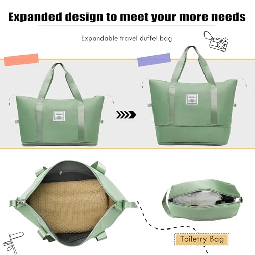 Merax Softside Luggage Set, Travel Suitcase Expandable Lightweight, 3 Piece Luggage Sets with Duffel Bag 22" 26" 30" Suitcase with TSA Lock Spinner Wheels,Light Green