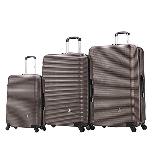 InUSA ROYAL Hardside Luggage Set with Spinner Wheel | Spacious Travel Suitcases with Ergonomic GEL Handle and Studs | (20/28/32) 3 Piece Luggage Set | Brown