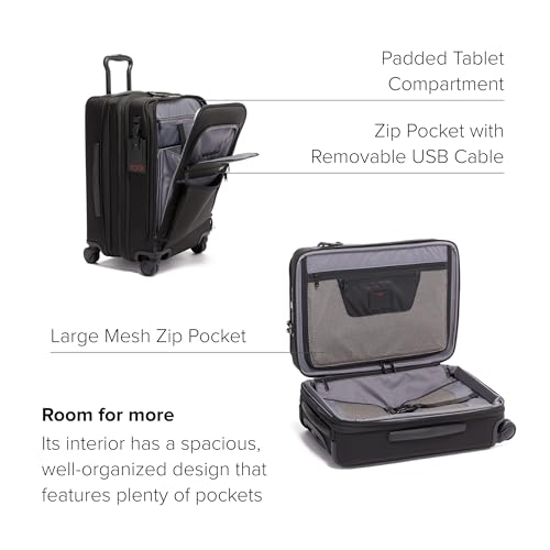 TUMI - Alpha International Office 4 Wheeled Carry-On - Men's Zip Expansion Business Luggage with Laptop & Tablet Compartments - Black